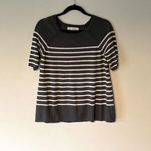 Loft striped gray and white sweater. Size Medium.